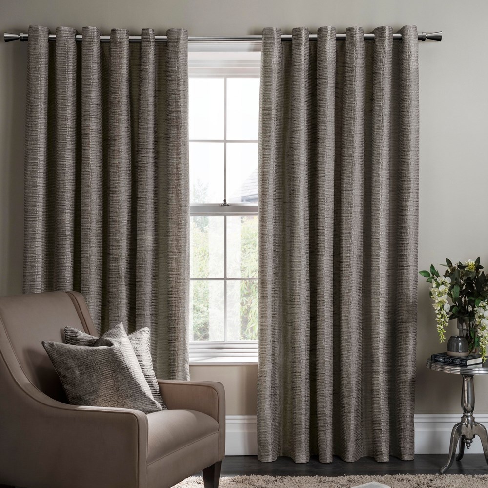 Campello Striped Curtains By Clarke And Clarke in Charcoal Grey